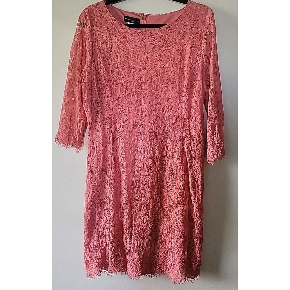 Simply Styled Women's Xl coral Lace Overlay Dress Knee Length Wedding Guest